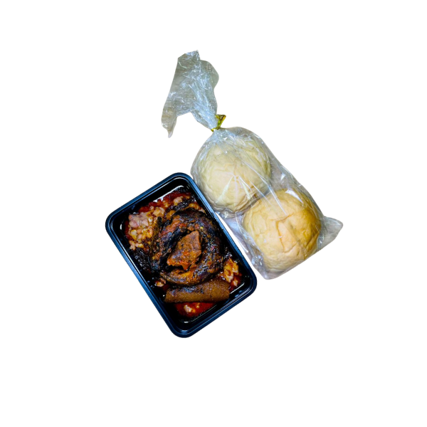 Ewa Aganyin + Sauce + Bread + Peppered Beef + Peppered Ponmo + Panla Kika