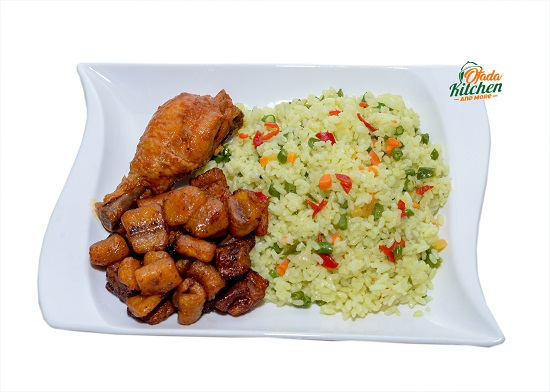 Fried Rice & Chicken with Plantain
