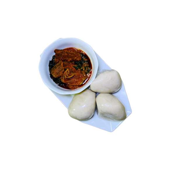 Fufu + Efo Riro+ Stewed Beef + Assorted + Stewed Ponmo