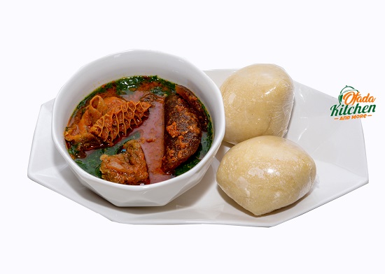 Fufu + Ewedu + Stewed Beef + Stewed Assorted + Stewed Ponmo