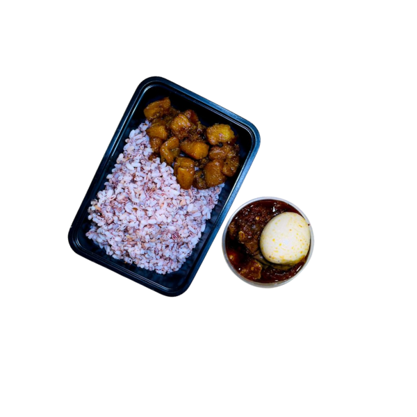 Ofada Rice + Ofada Sauce + Plantain + Boiled Egg (Big)