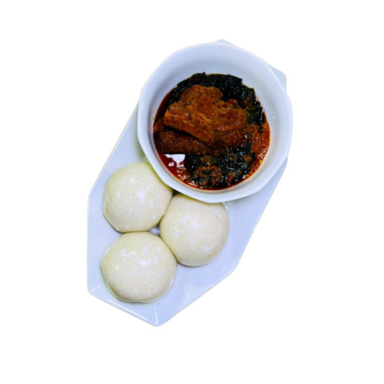Semo + Efo Riro+ Stewed Beef + Assorted + Stewed Ponmo