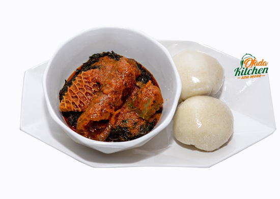 Semo + Efo Riro+ Stewed Beef + Assorted + Stewed Ponmo