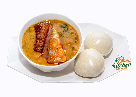 Semo + Ogbonno + Stewed Fish + Stewed Ponmo